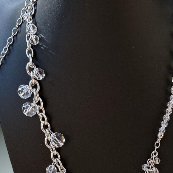 Swarovski Clear Crystal Teardrop Necklace – Rhodium Plated, Swan Logo, Boxed - Picture 15 of 15